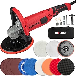 Buffer Polisher, 10A 7-Inch Rotary Polisher for Car Detailing, 1200W 7 Variable Speed Car Buffer Waxer Machine, Max 4800RPM, with Foam Pad Wool Bonnet Kit For Car Polishing, Buffing, Waxing