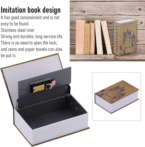 Miniatura 2 de Caja fuerte de metal para libros, caja de almacenamiento de libros, secreto seguro oculto con cerradura de combinación, caja de ocultar dinero para