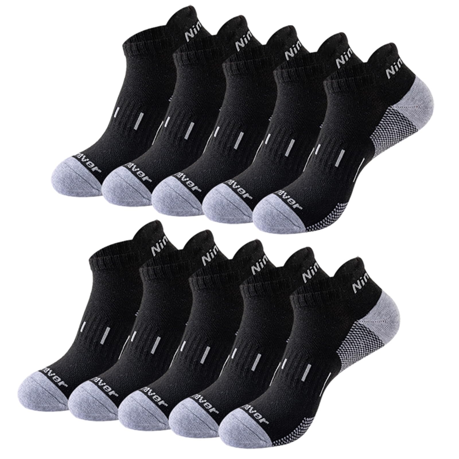 Calcetines tobilleros transpirables y cómodos de rendimiento atlético, gruesos, acolchados, invisibles, 10 pares
