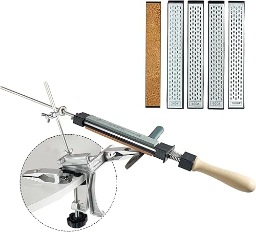Sistema de afiladores de cuchillos con 4 piedras de afilar, diseño de giro de 360 ángulo sólido, sistema de afilado de cuchillos de ángulo fijo,