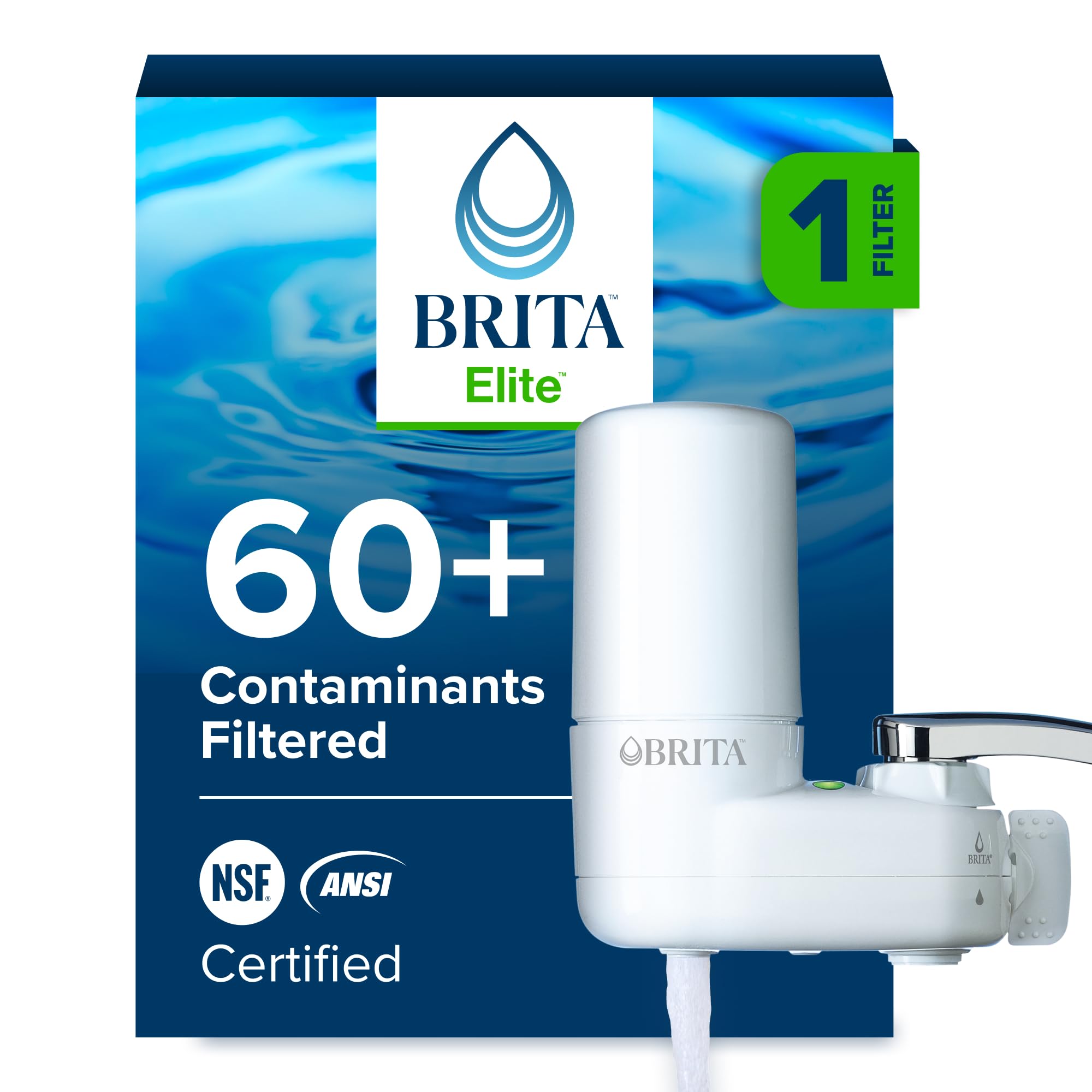Brita Faucet Mount Water Filter System, White, No-Wait Filtration, Easy Install, Multi-Use Tap Water Filter for Kitchens, Bathrooms & Small Spaces