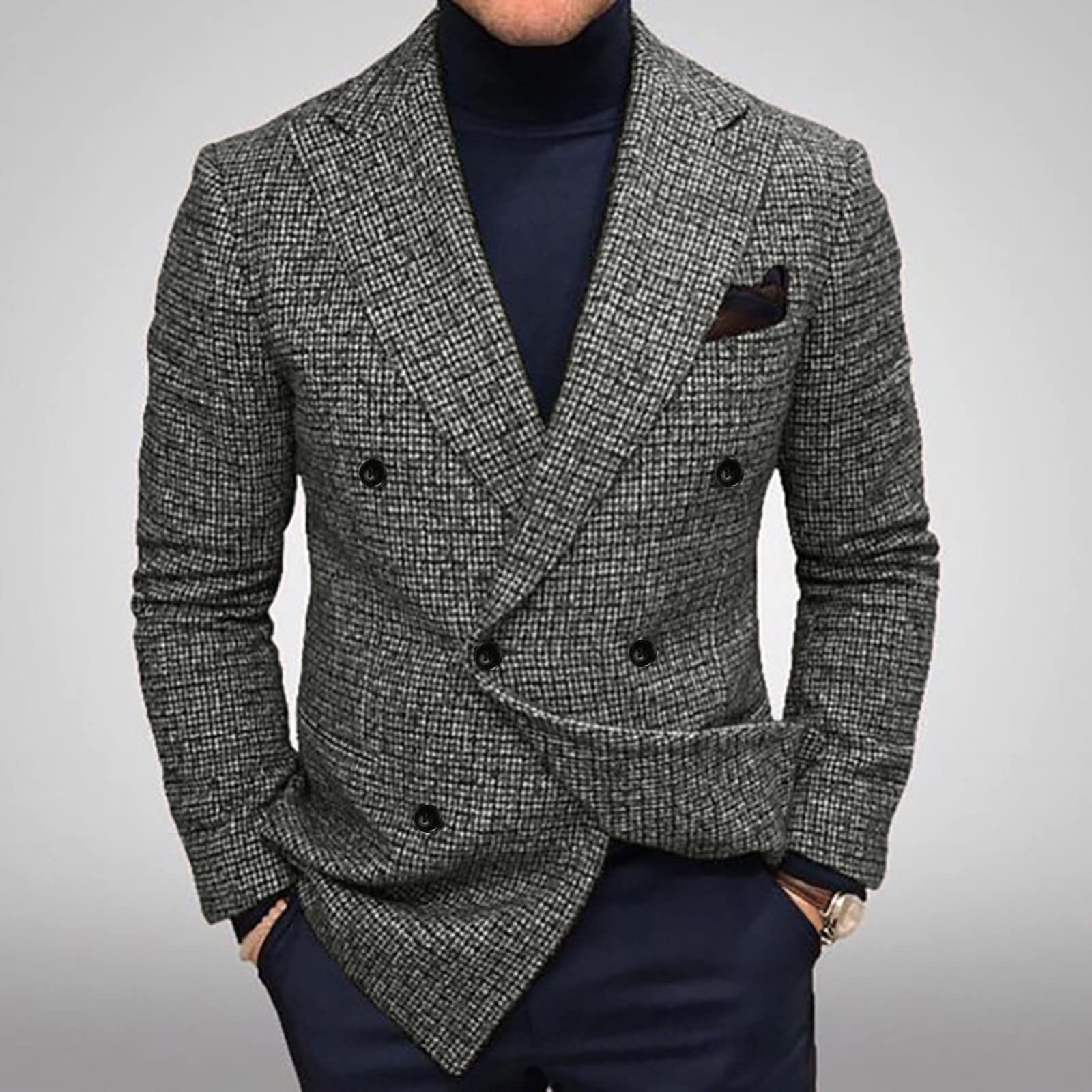 Generisch Sakkos für Herren Sportlich Elegante Blazer Anzugjacke Regular Fit 2 Knöpfe Regular Fit Herren Sakko Slim Fit Herren Blazer Sportlich Modern Anzug Herren Grün Große Größen