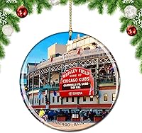 Vista 1 de Weekino Illinois Chicago Wrigley Field USA - Adorno para árbol de Navidad, decoración colgante para colgar, colección de recuerdos de viaje por