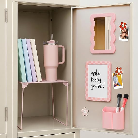 Stylish Locker Accessories Kit - Includes Shelf, Mirror, Whiteboard & More