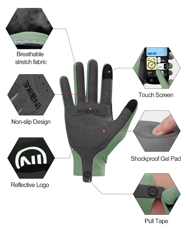 INBIKE Bike Gloves for Men Women Full Finger Touchscreen Reflective by INBIKE - Used condition - Image 2