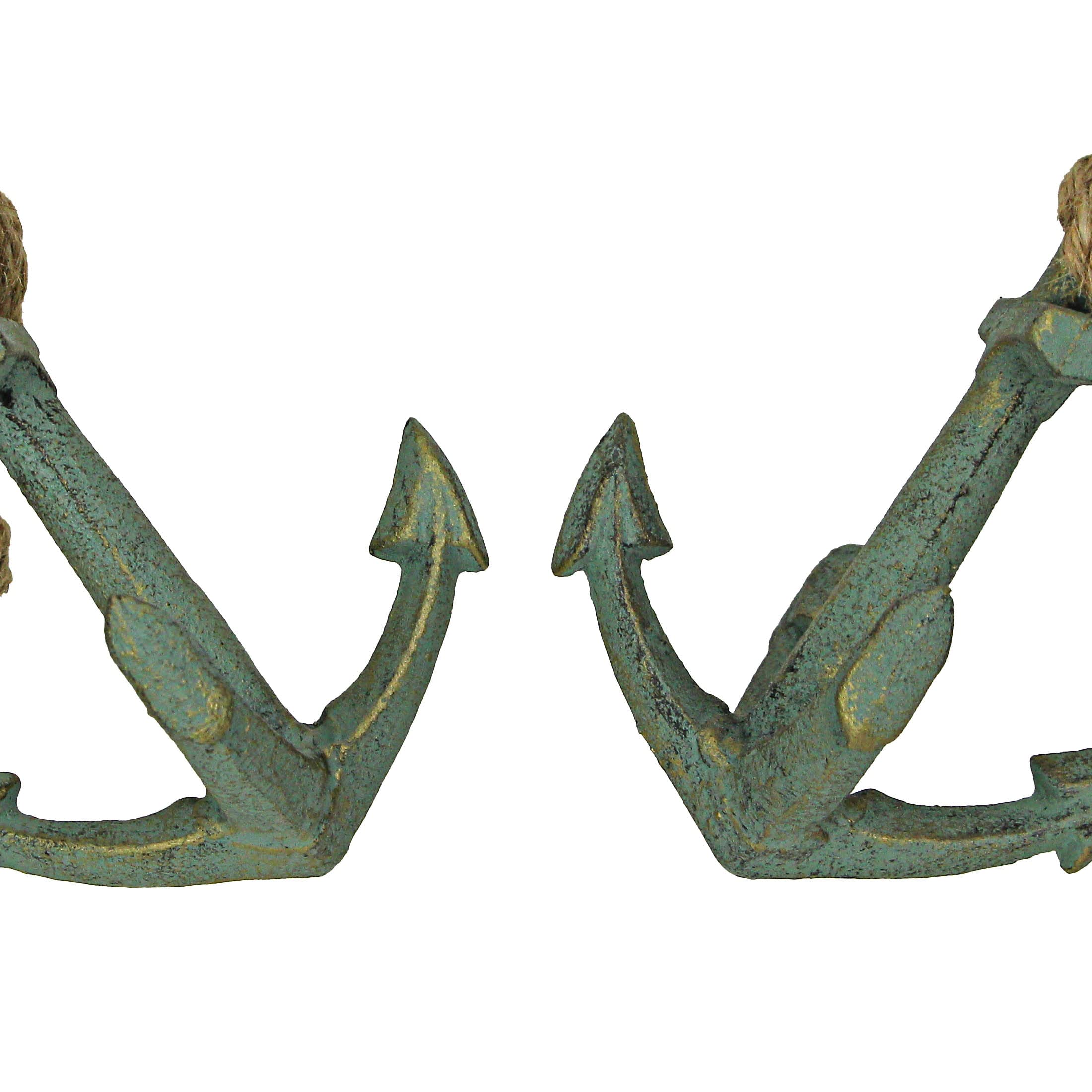 Set Di 2 Fermalibri In Ghisa A Forma Di Ancora - Sculture Nautiche Per Decorazione Casa, Altezza 12cm, Finitura Blu Marino, Regalo Per Amanti Del Mare - 5