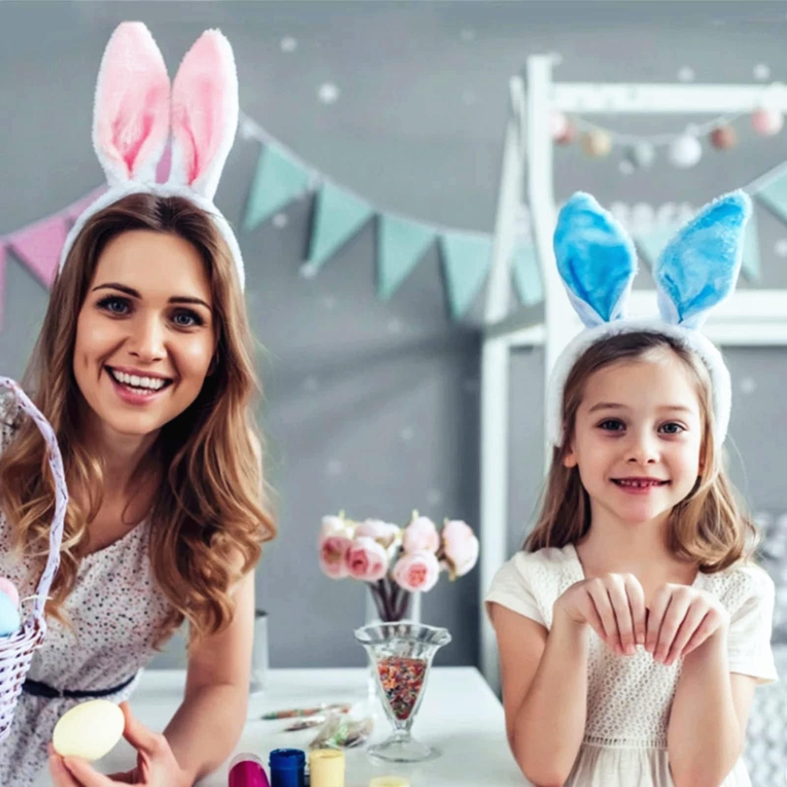 Cerchietto Orecchie Coniglio Peluche, Fascia Capelli Orecchie da Coniglio Peluche, Orecchie da Coniglietto Pasquale, Accessori per Costume da Coniglietto per Pasqua, Carnevale, Compleanno, Cosplay - 5