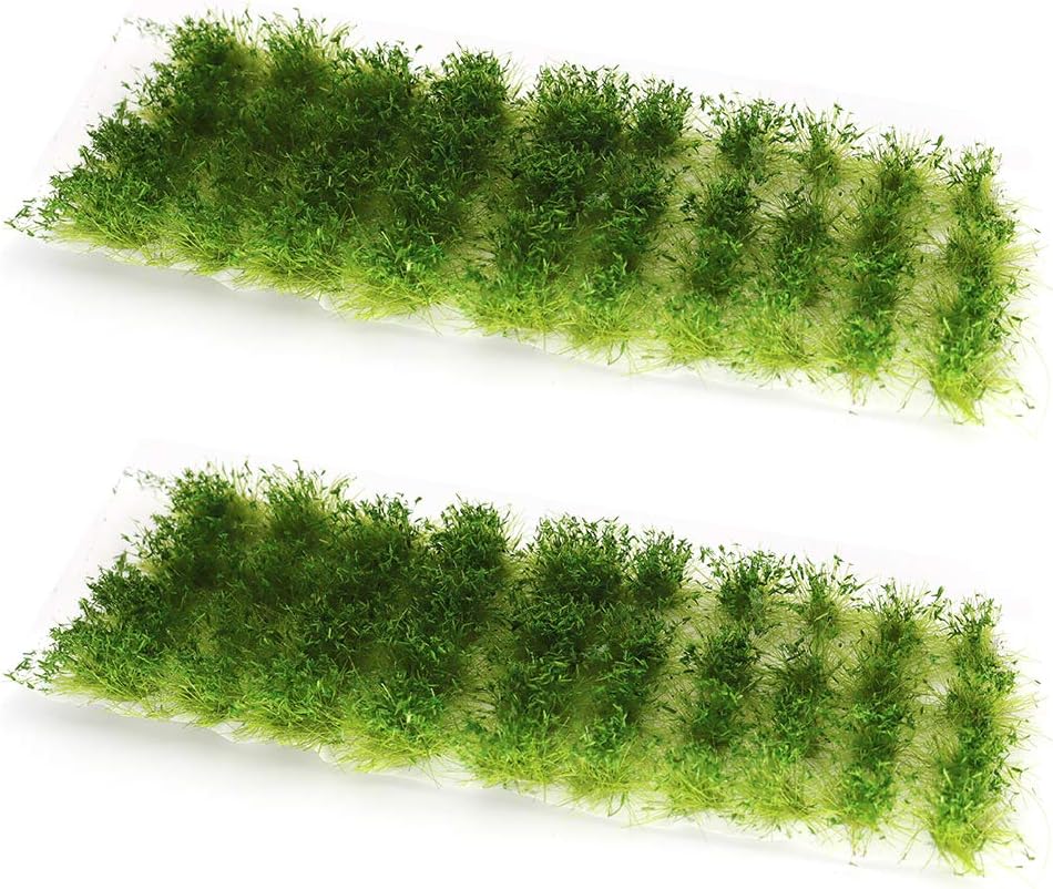Warmtree 80 Pcs Green Bushy Tufts Lowland Shrubs Tuft Static Grass Vegetation Groups Railway Artificial Grass War Gaming Terrain Decoration Railroad Scenery War Gaming Scenery (Light Green)