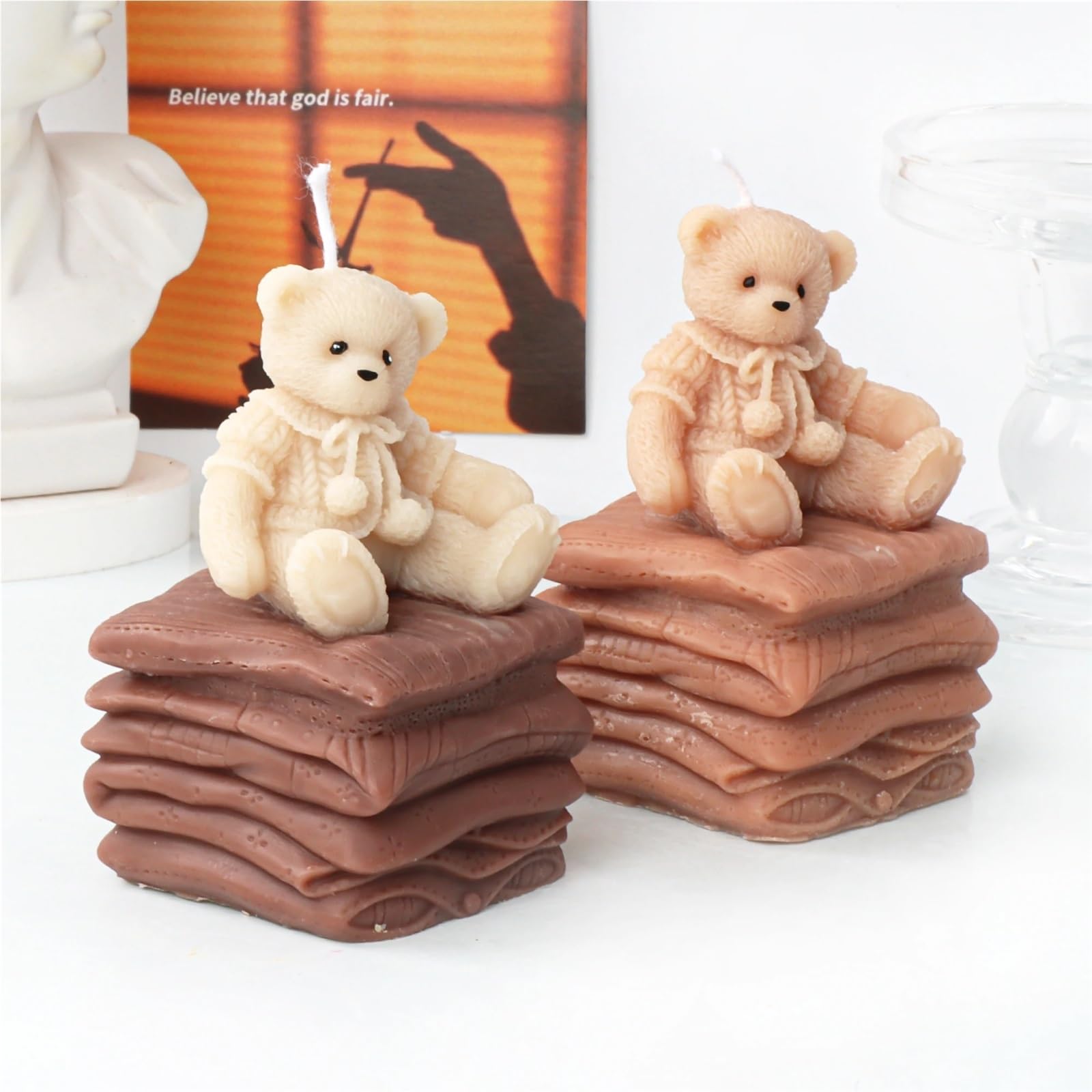Stampo for candele in silicone fai da te a forma di orsetto, sapone in resina, gesso, profumate a animale, strumento for la creazione stampi, decorazioni for casa(Style-02)