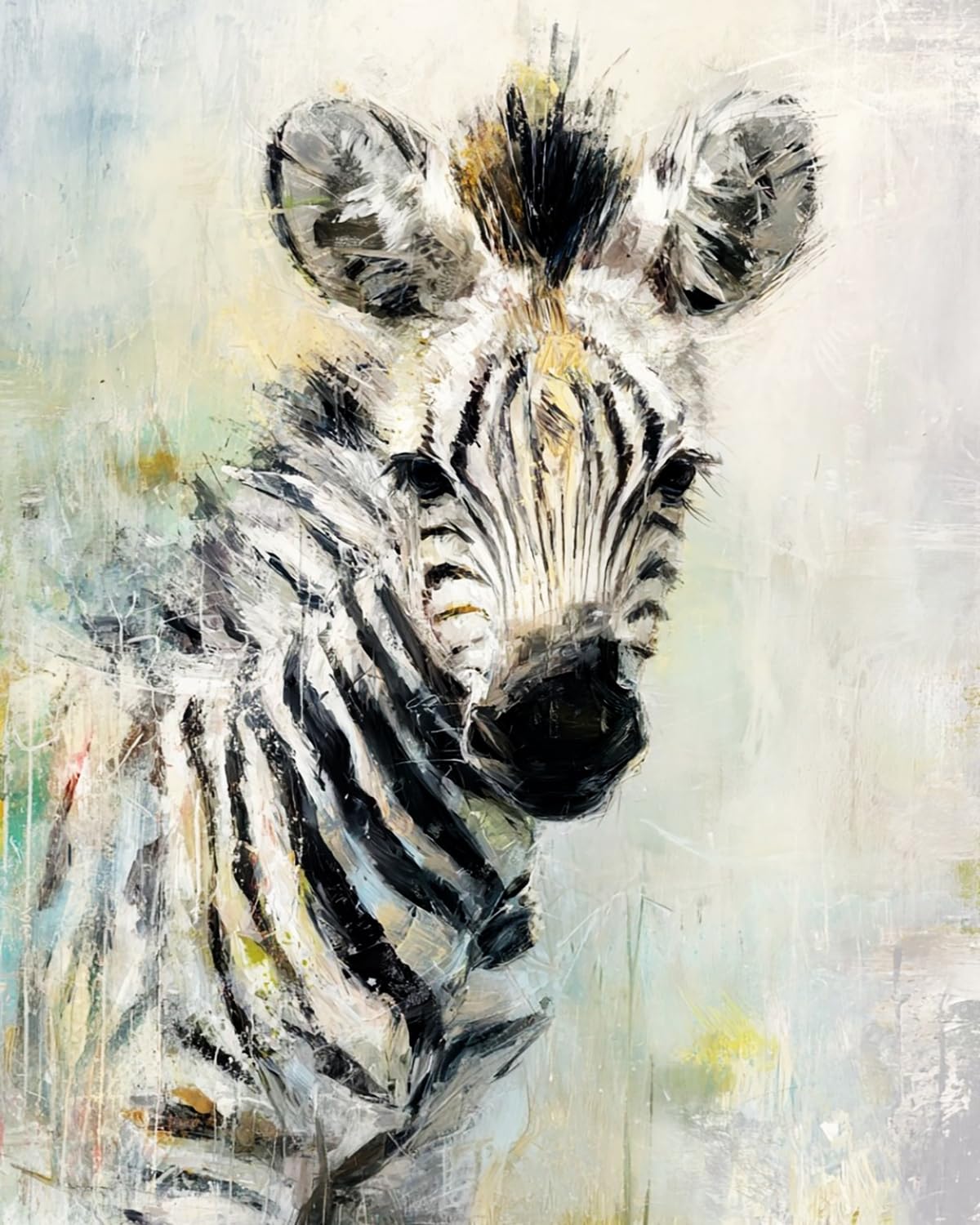 Liubaishi Black And White With Multicolour Accents Paint By Numbers For Adults, Zebra Gaze, 40X50 Cm Acrylic Canvas Kit With 3 Brushes