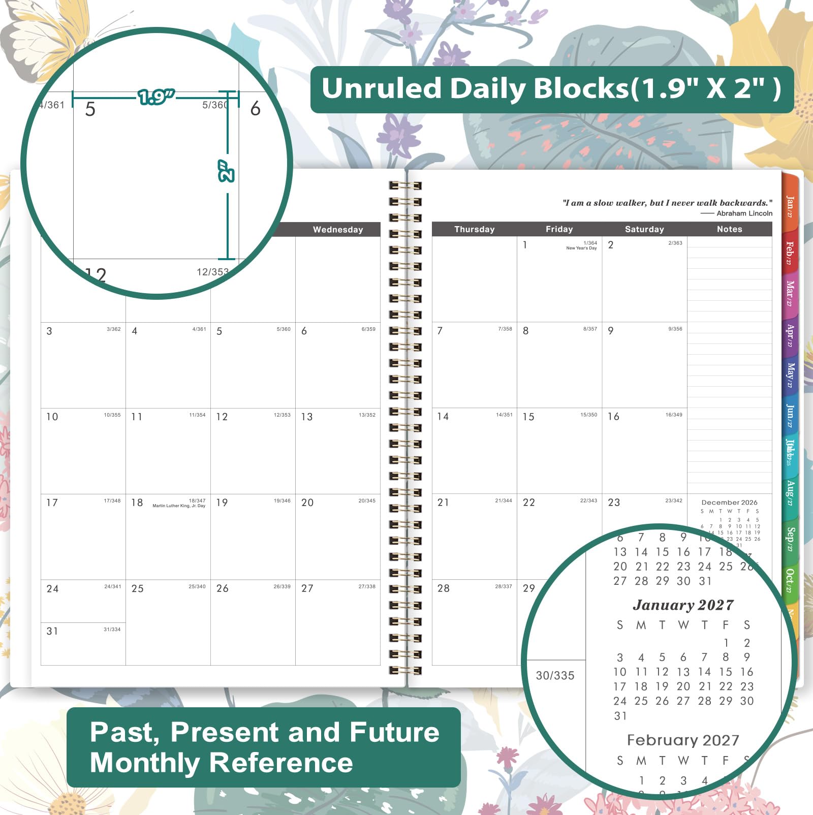 Monatsplaner 2027-2029, 3-Jahres-Kalender von Jan.2027-Dez.2029, 22,9 x