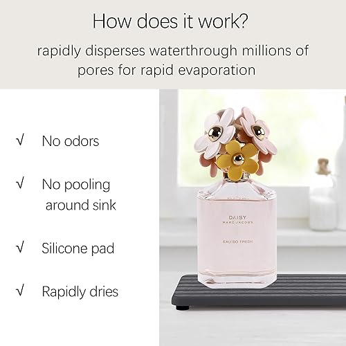 Miniatura 46 de 2 posavasos rectangulares de diatomita absorbentes de agua, diseño ranurado, piedra absorbente de agua utilizada para jabones de manos, plantas