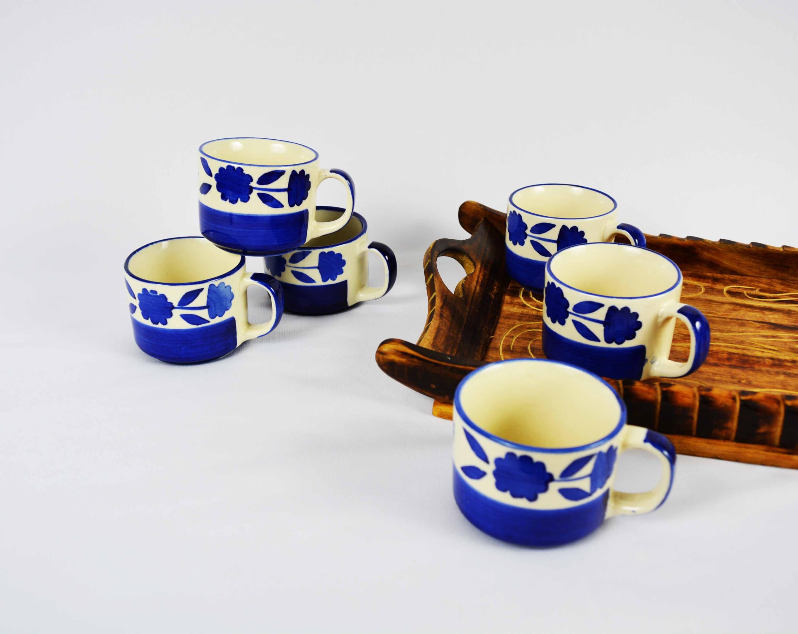 Handpainted Tea Cups - Set of 6 | Unique Ceramic Cups -4
