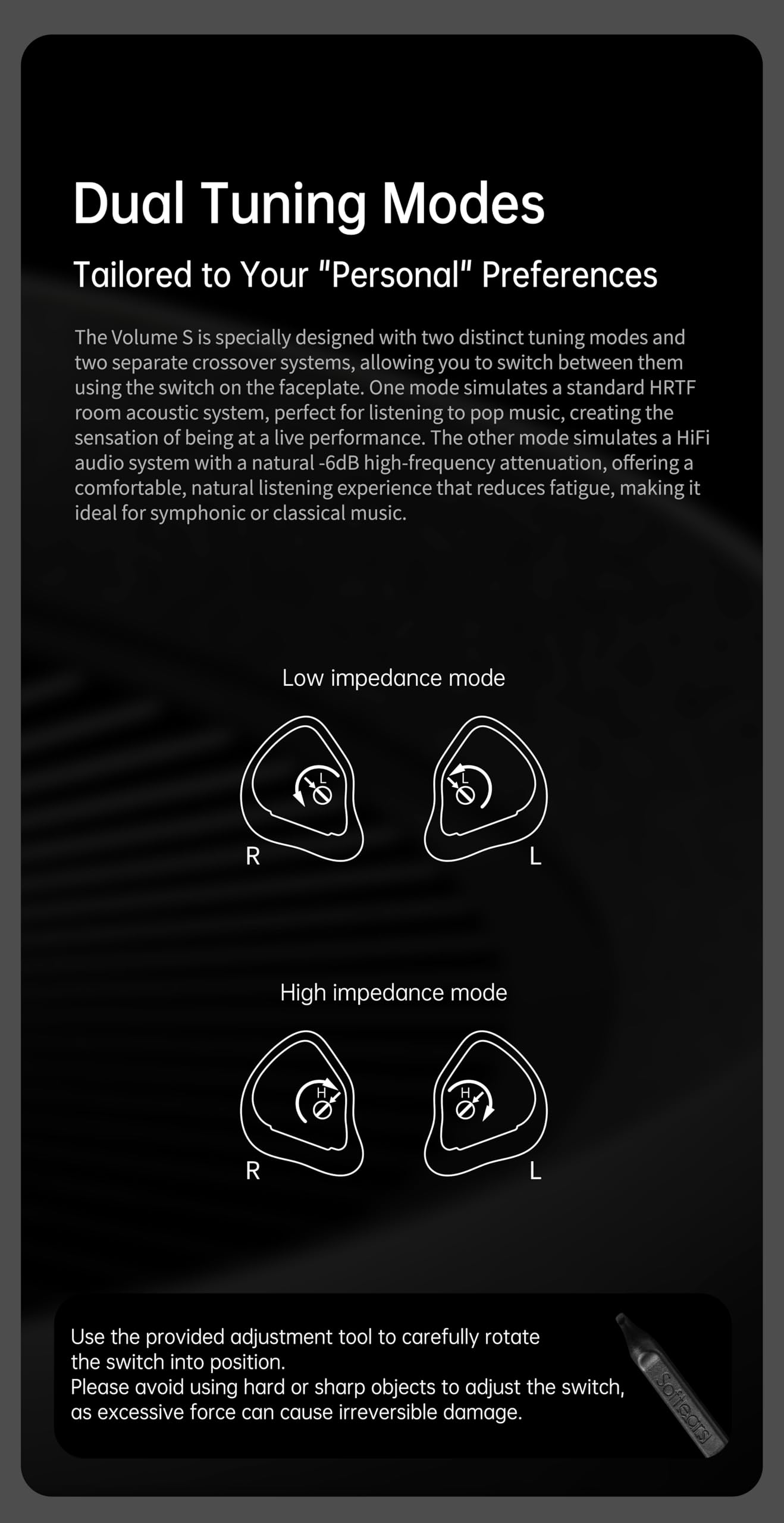 LEAUDIO Softears Volume S Auricolari 1DD+1Passive DD+2BA con cuffie intercambiabili da 3,5 mm/4,4 mm