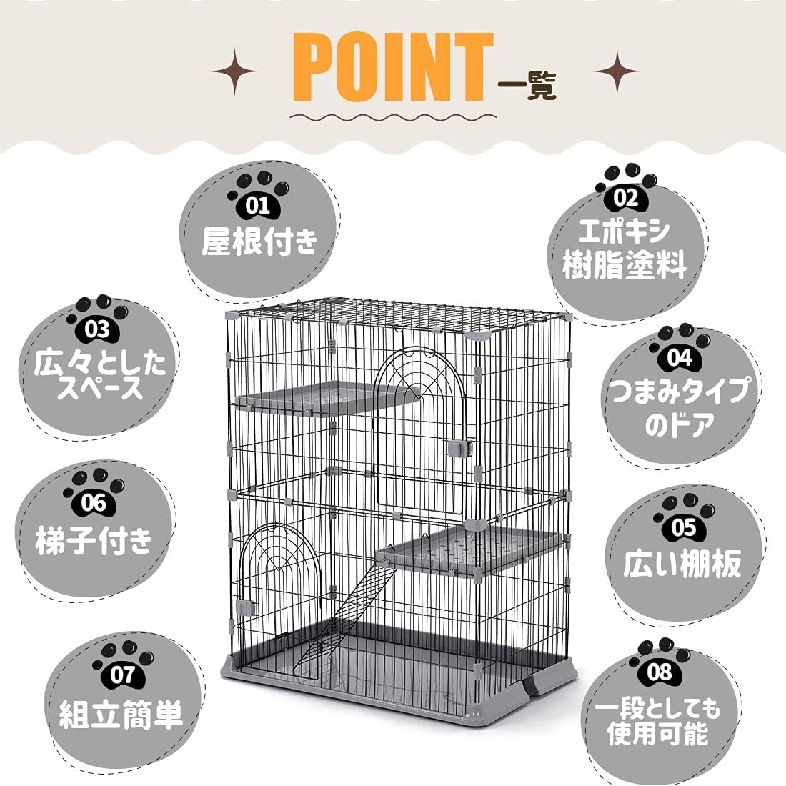 Amazon.co.jp: BTM 猫 ケージ キャットケージ 3段 猫ゲージ おしゃれ