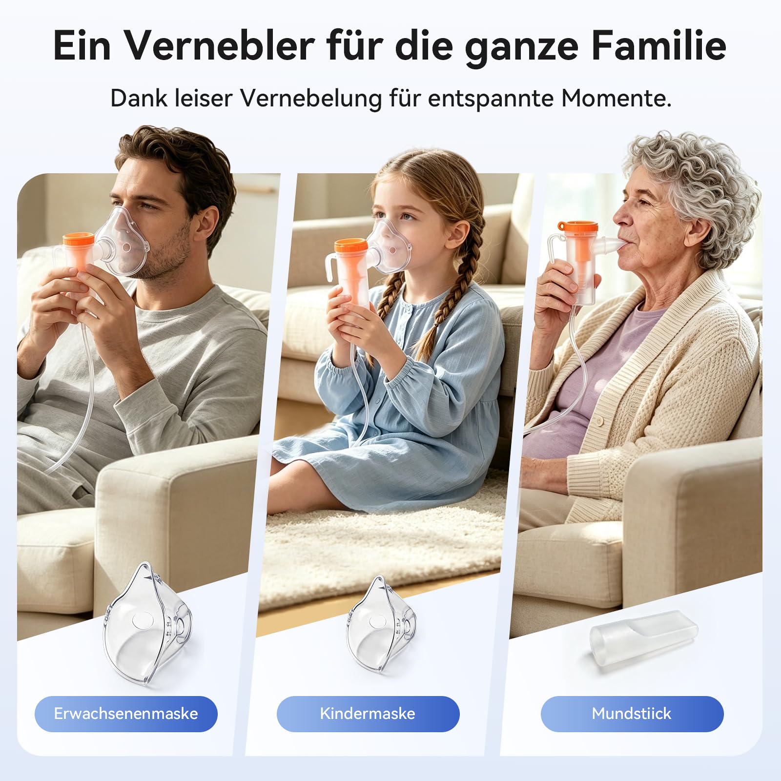 Inhalationsgerät, Inhalator für Erwachsene Kinder, Vernebler Inhaliergerät | Regulierbare Sprühmenge –zur Behandlung von Erkältungen, Asthma und weiteren Atemwegserkrankungen –für alle Altersgruppen