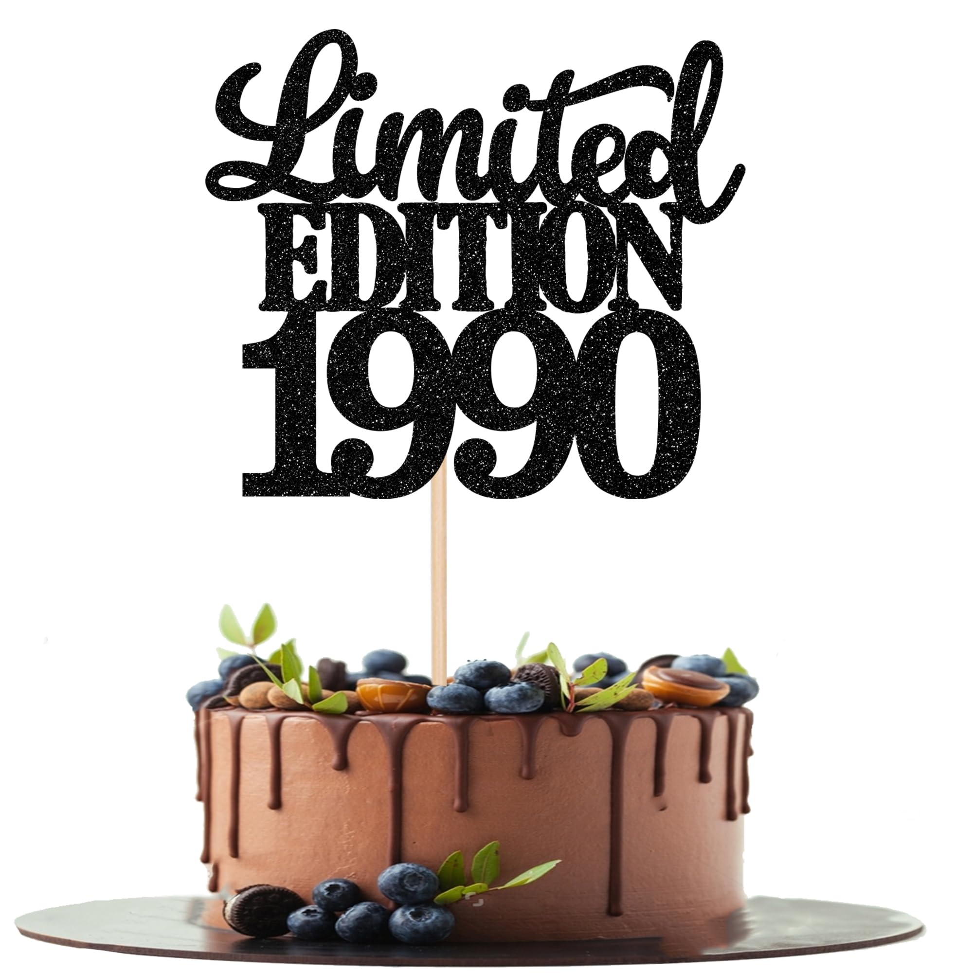 1 PCS Limited Edition 1990 Cake Topper Black Happy 35th Birthday Cake Topper Hello 35 Fabulous Cake Pick Decoration Cheers to 35th Birthday