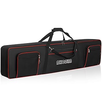 AKOZLIN 88 Keys Electric Piano Keyboard Gig Bag with Adjustable Straps and 5-Pocket for Keyboard Accessaries,Slim 88 Key Keyboard Case Interior:54.1