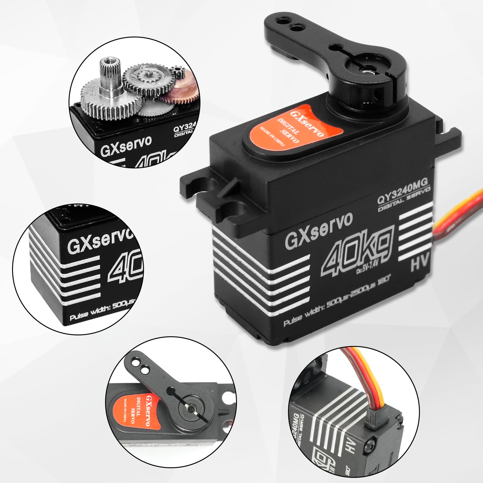 2PCS 40KG RC Servo Digitale Metal Servomotore Digitale RC Servo con Ingranaggi in Metallo per Auto RC 1/10 1/8 Elicottero compatibile con Arduino