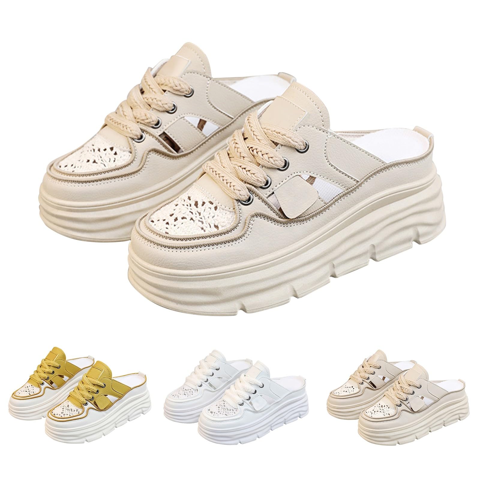 Zuecos Mujer Con Plantilla Pantuflas Frente Cerrado Plataforma