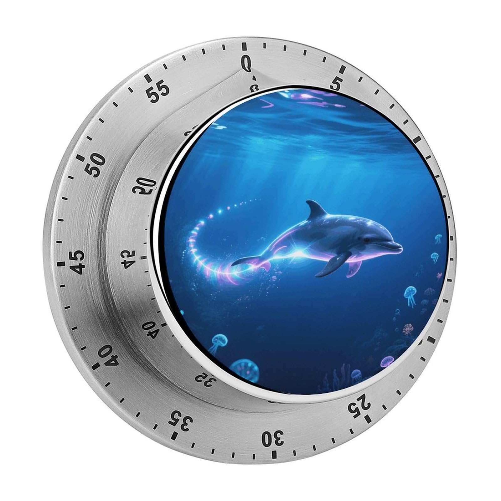 Laser Dolphin Timers Kitchen Chef Cooking Timers Portable Countdown Alarm Loud Countdown Clock Waterproof Stainless Steel Timer Compact 60-Minute Mechanical Timer Daily Use