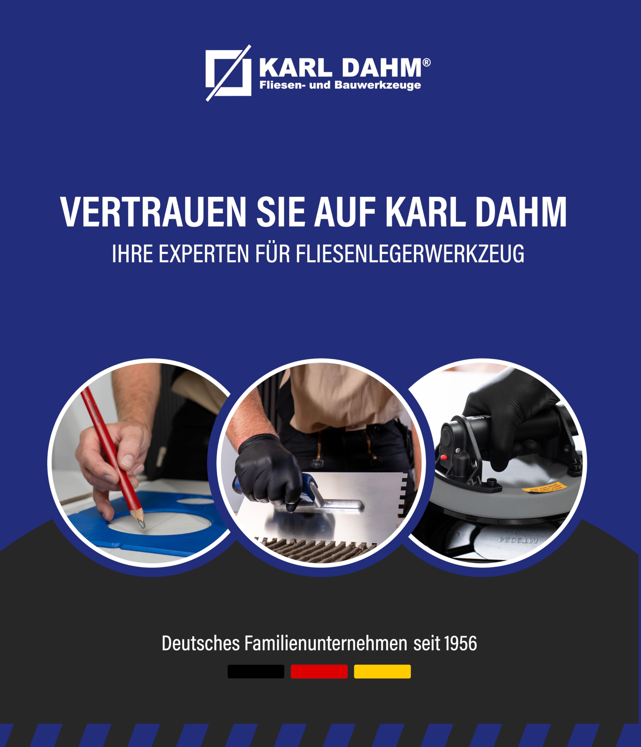 Karl Dahm® Akku-Vakuum-Saugheber E-Grip Plus - Automatische Nachsaugfunktion | Vielseitig auf Fliesen, Glas, Beton | 120 kg Tragkraft | Inkl. Koffer – 40907