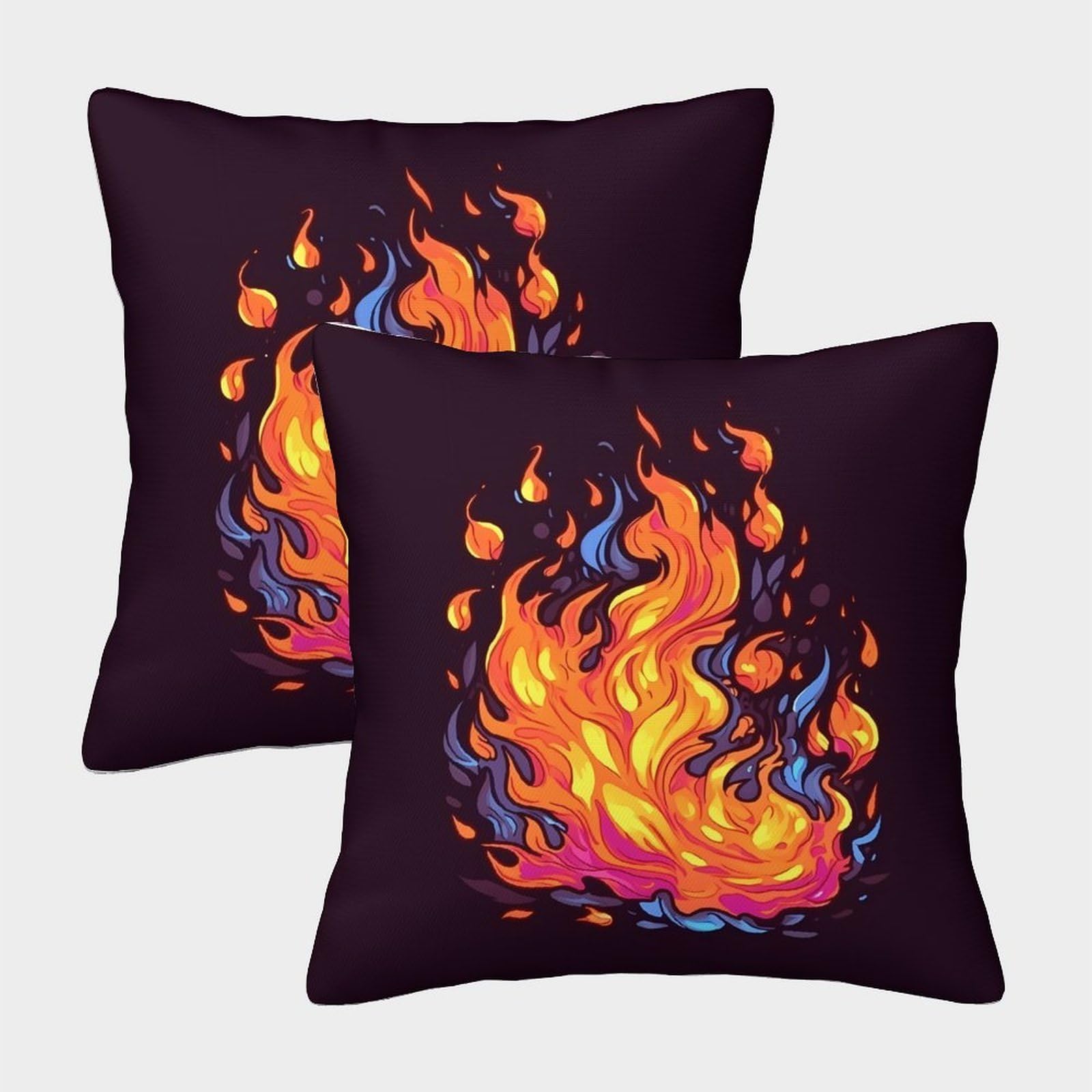 QFVANSIYO Vivid Flame 3D Printed Pillowcase Microfiber Bedroom Decor Fire Pattern Pillow Cover Soft Breathable All Ages 50x50cm