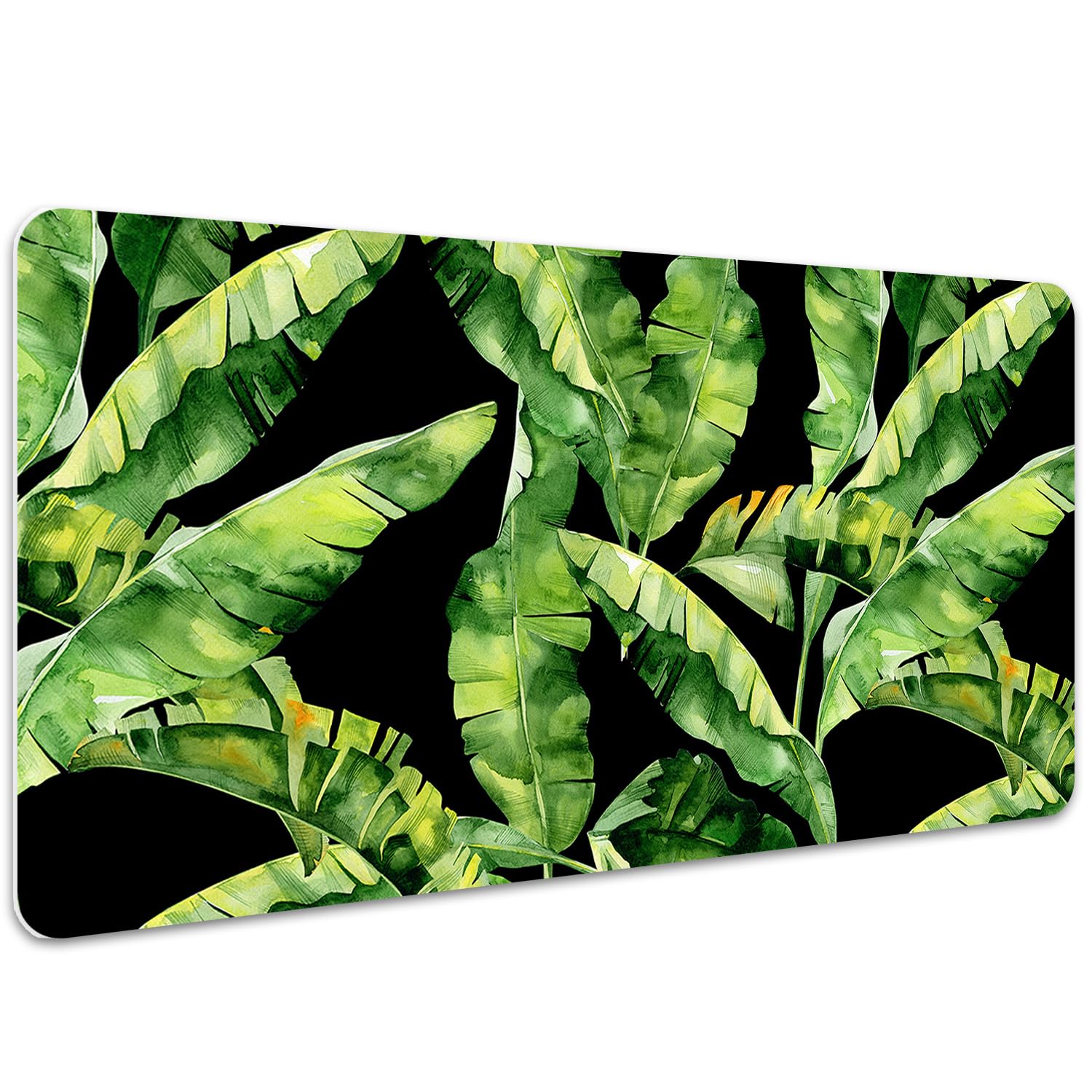 Sottomano per Tastiera 100x50 cm Facile da Pulire Antiscivolo Superficie Protettiva Protezione e Decorazione in Vinile PVC per Ufficio e Casa Impermeabile - Foglia tropicale