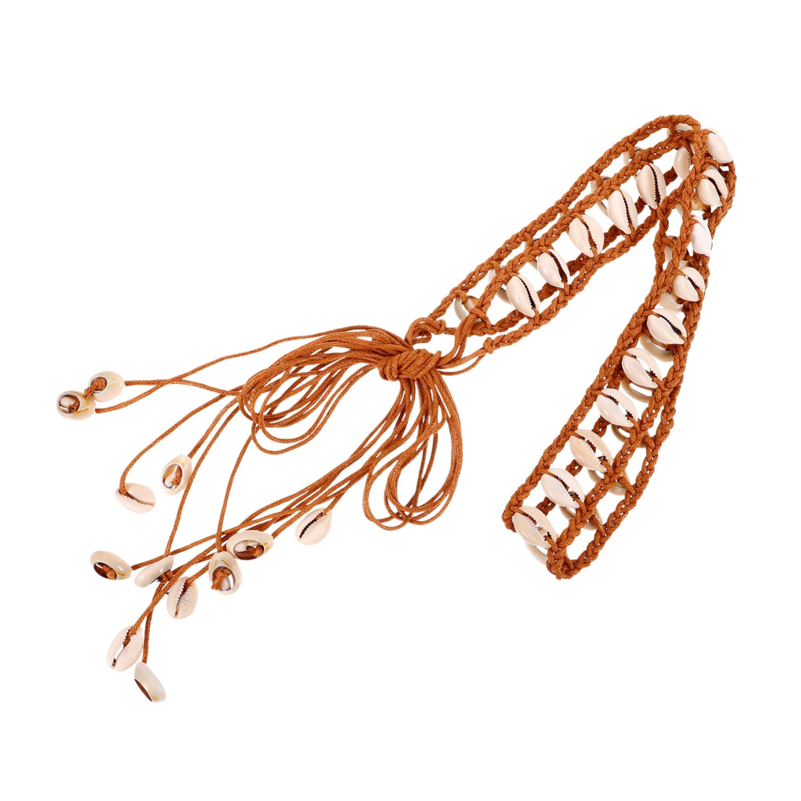 WOFASHPURET Woven Belt Fashionable Shell Waist Rope Belt for Pants Style Ideal for Party