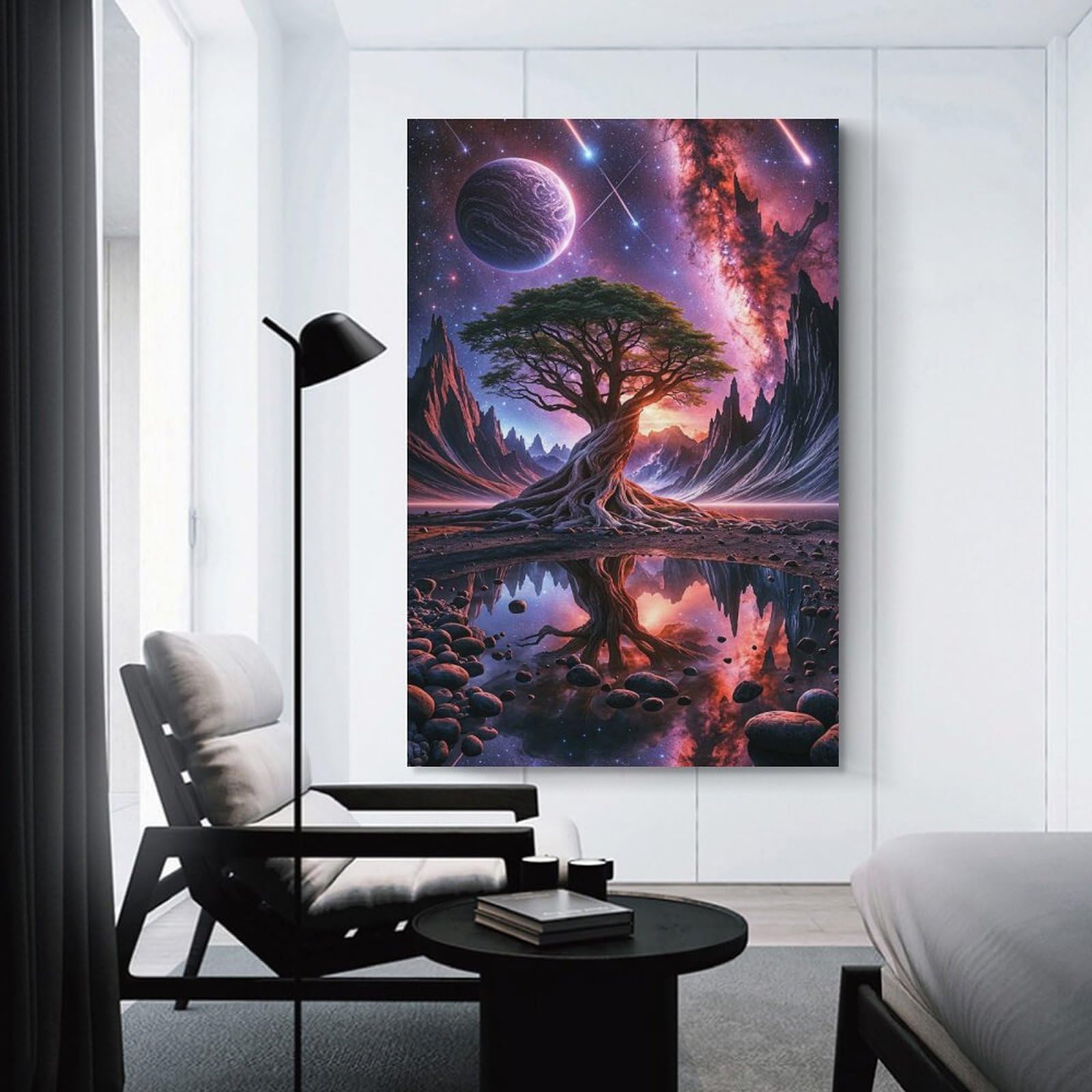 Junmoney Canvas Art Print Space Fantasy Landscape(3), 16x24inch(40x60cm), for Office, Study Or Home Workspace, Decorative Artwork for Productive Spaces