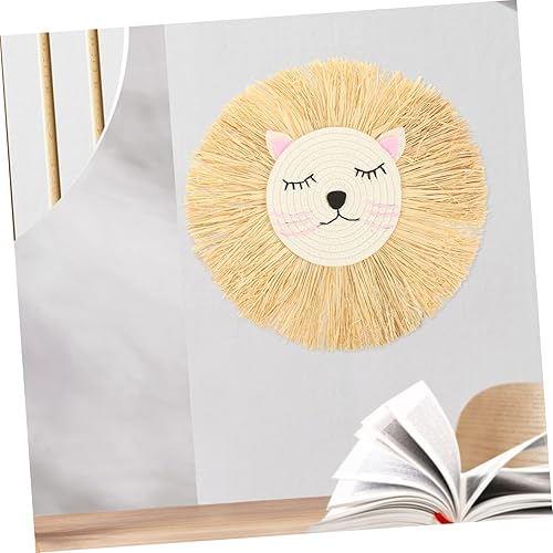 Miniatura 7 de ibasenice Colgante de león tejido, accesorios para el hogar, colgante de macramé de león, habitación de niños, colgante de pared de león, adorno de