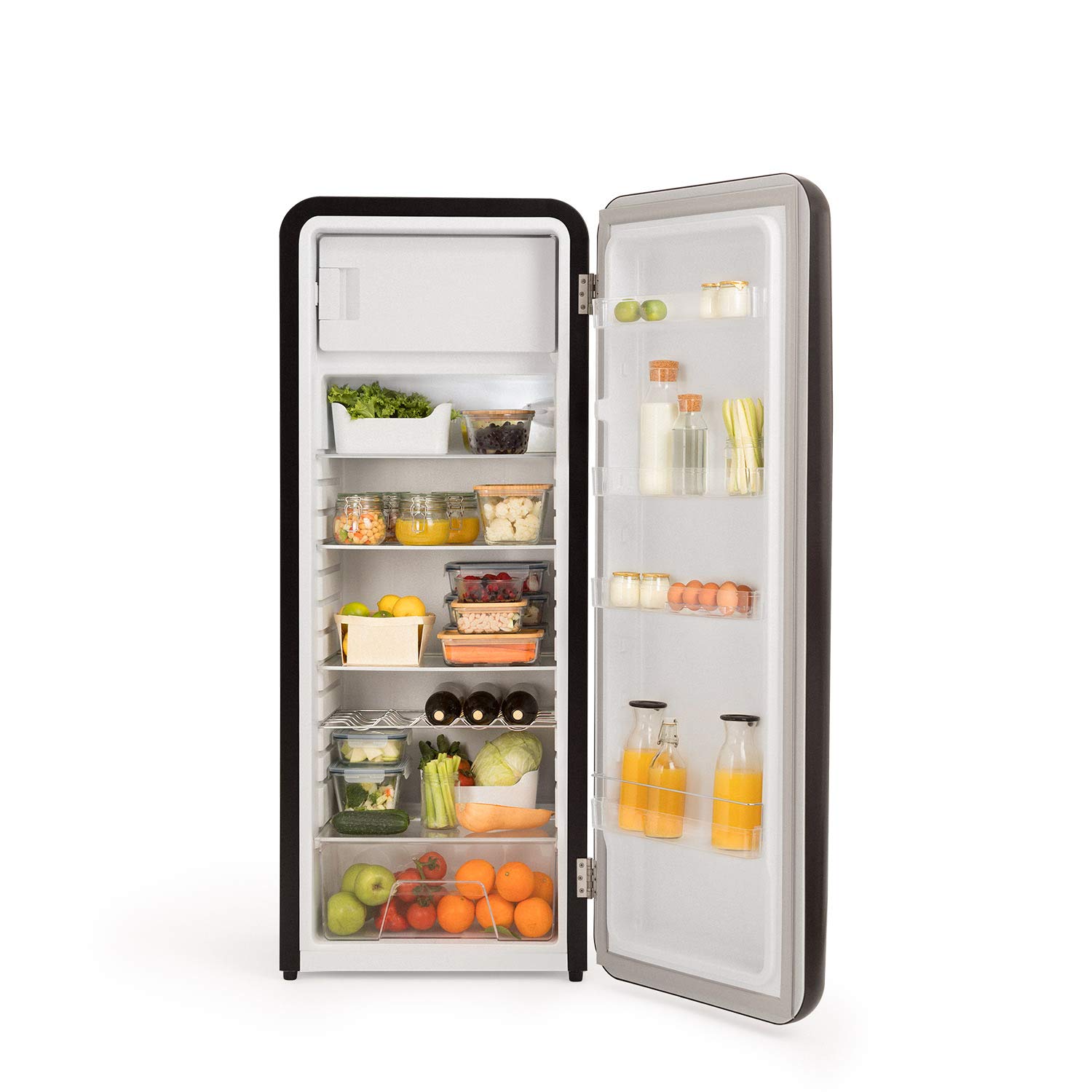 CREATE / RETRO FRIDGE 150 WOOD/Frigorífico blanco roto maneta madera con congelador 281L / 102W. bajo consumo. diseño vintage. 150cm. 3 estantes. regulador temperatura. botellero. 60x60x150cm — view 91