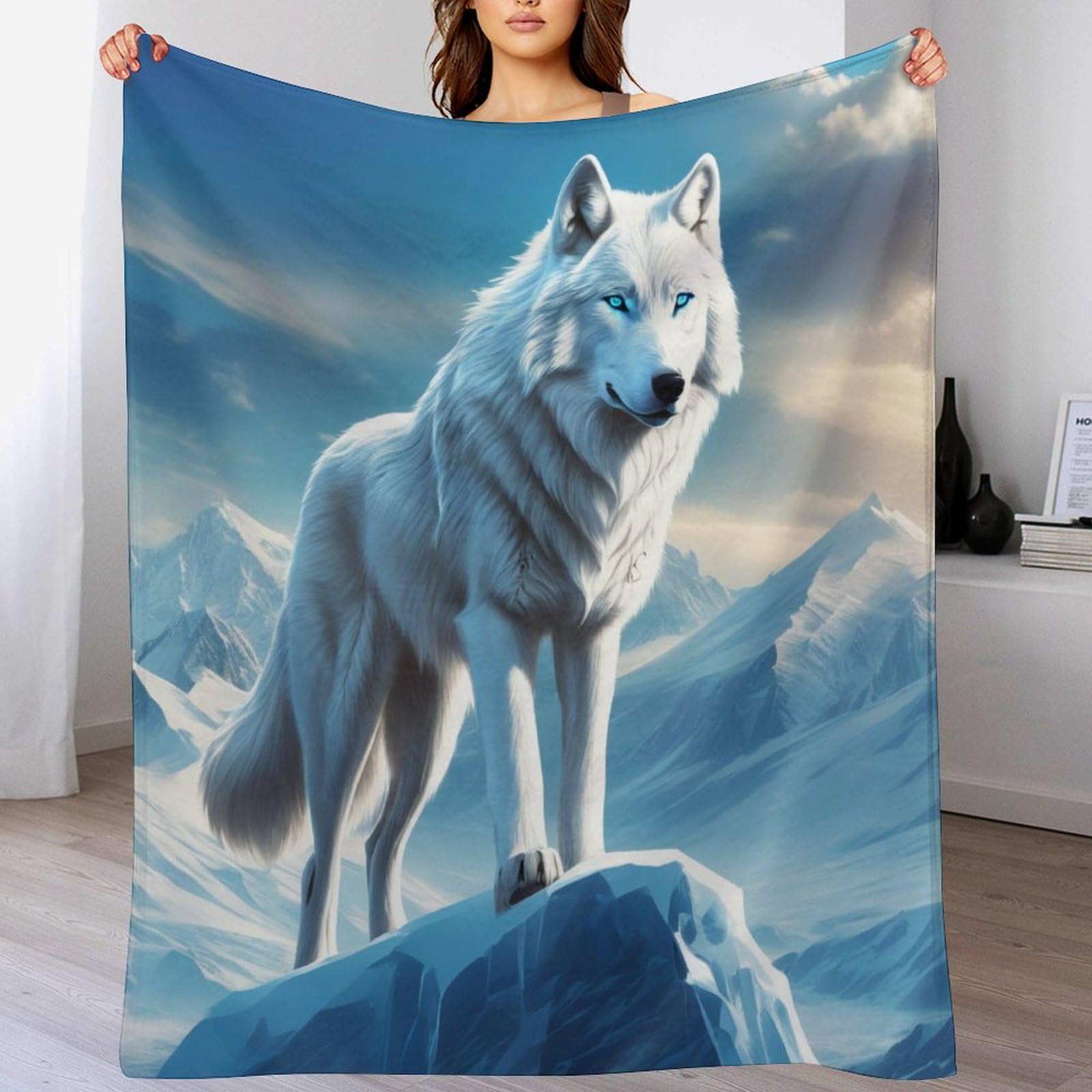 Manta gruesa de lobo térmica para calentar pies fríos en invierno