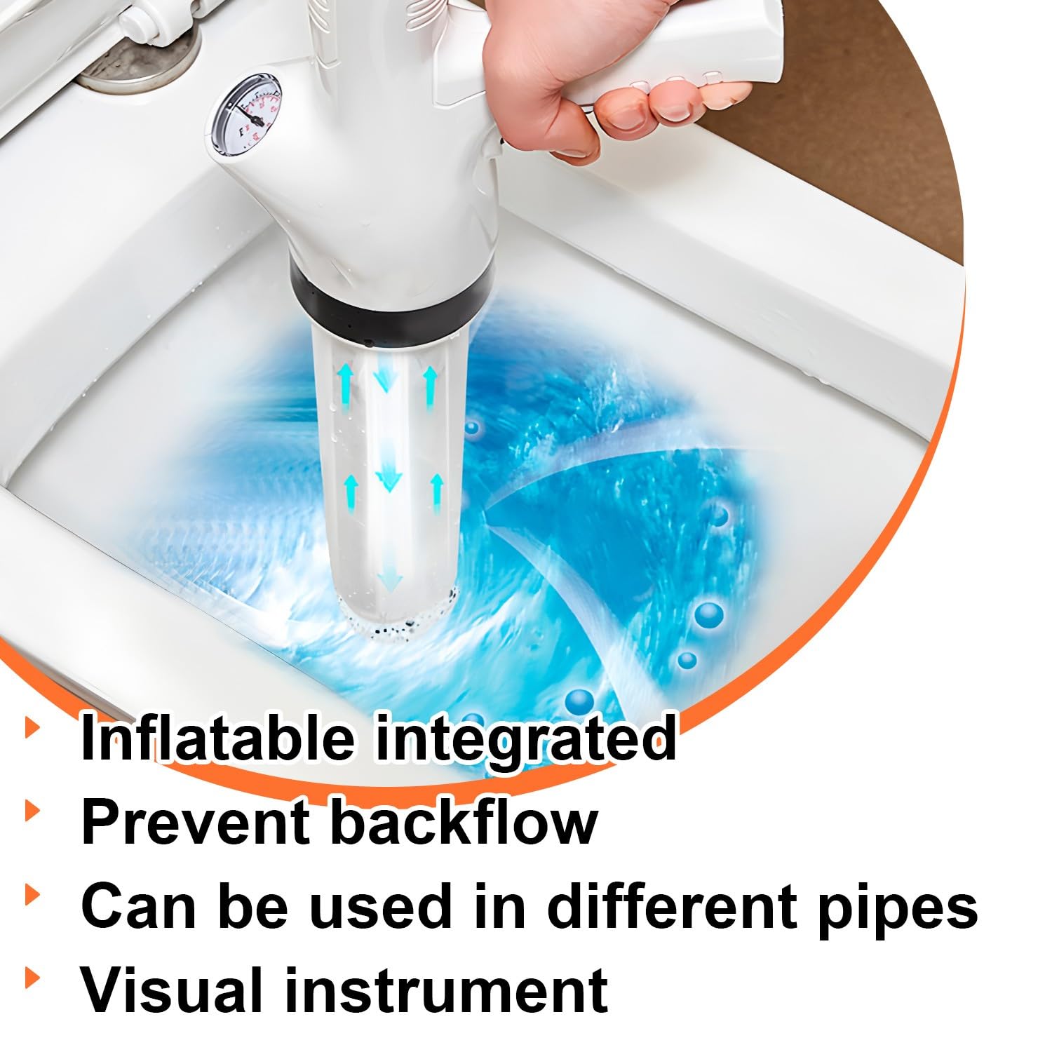 Desatascador WC a Presion con Manometro Visivo, Desatascador Tuberias Profesional con 4 Ventose, Desatascador AIRE Comprimido, per WC, lavandino, Vasca da Bagno