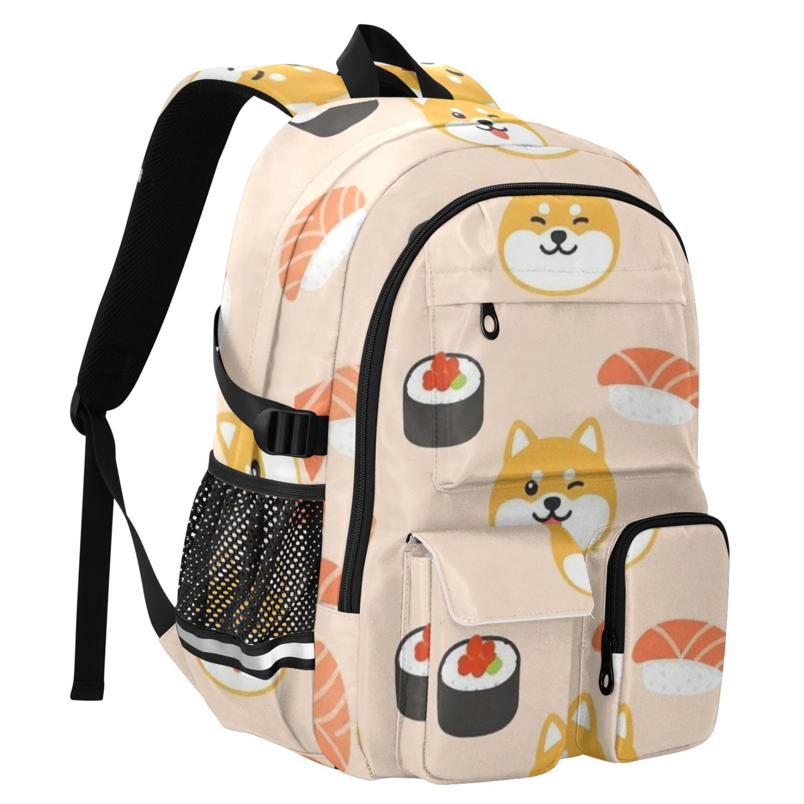 KLL Plecak na laptopa dla kobiet mężczyzn Shiba Inu & Sushi uroczy nadruk