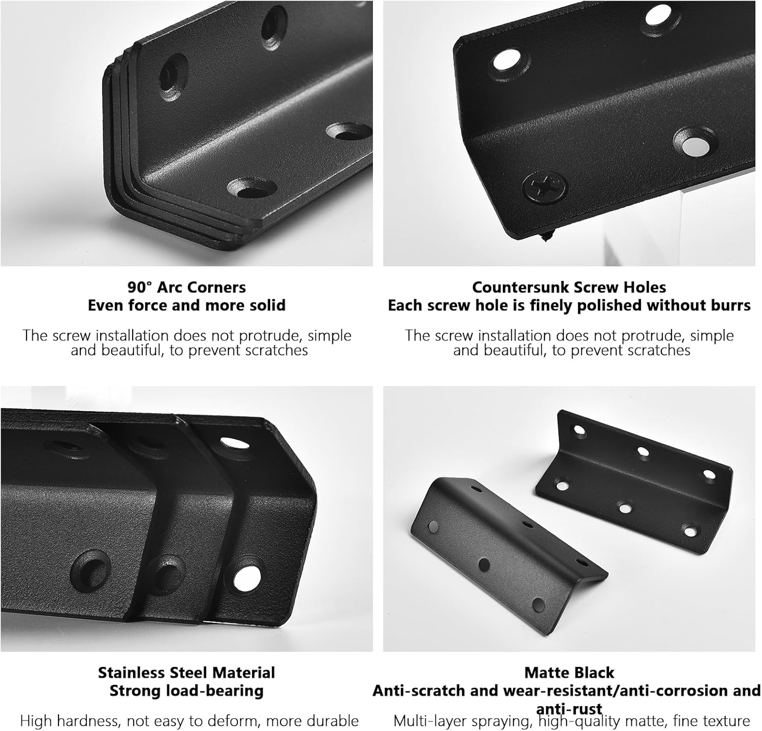 4PCS Angle Brackets, L Corner Brackets Stainless Steel, Wood Metal Joining Fixing Repairing Jointing Furniture Shelves Cabinets for Home Barn Shed Garage Gardens Reinforcement with Screws 27x27x275mm 4