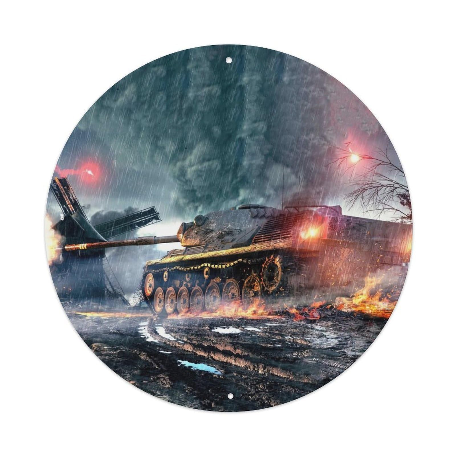 Olyhtr 8X8inch Classic Style War Wwii Tank Arrangement Military Armor Jagdtiger Metal Tin Sign