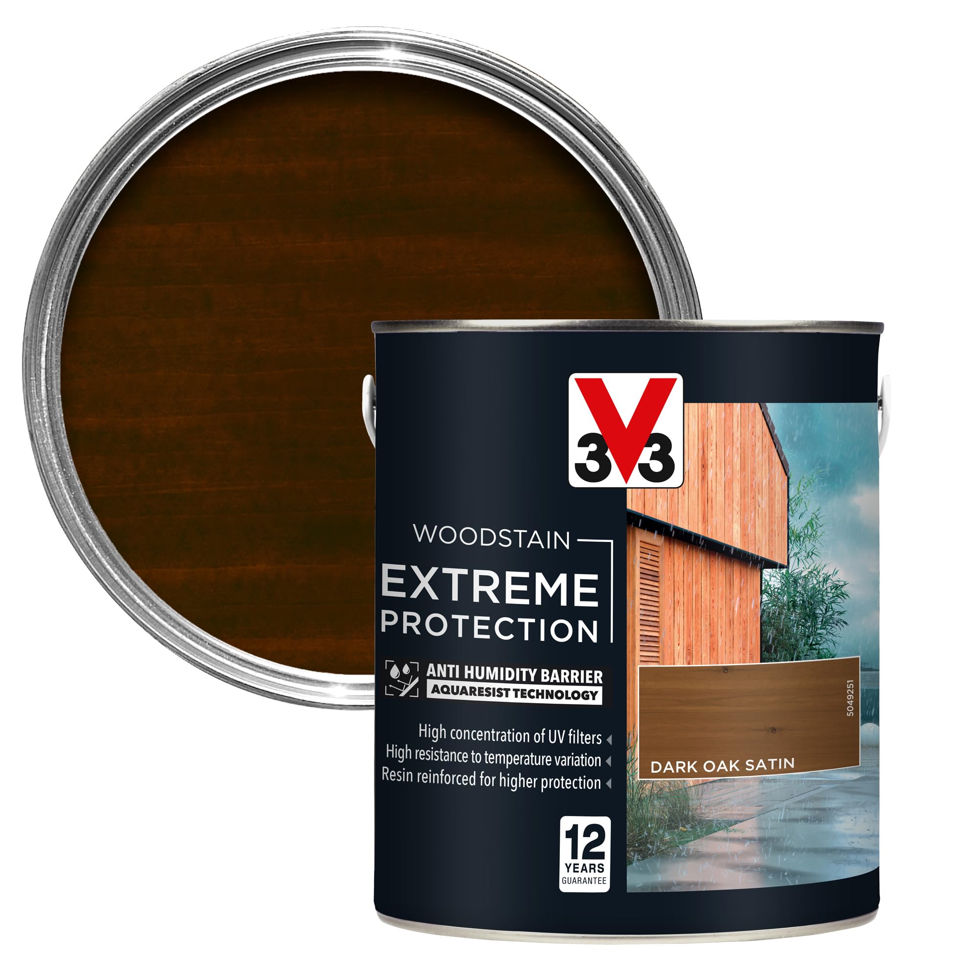 V33 Extreme Protection Woodstain 2.5L Dark Oak Brown - 12 Year Guarantee - Weather Resistant