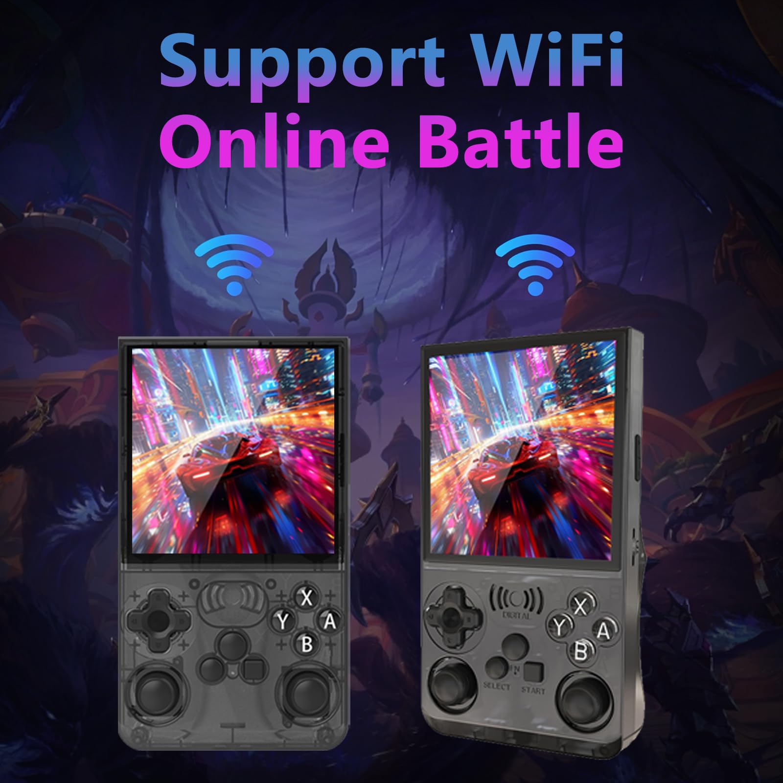GAMINJA Retro-Handheld-Spielkonsole, Retro-Spielekonsole mit 10,2 cm IPS-Bildschirm, WiFi-2-Spieler-Online-Battle & Game-Download, 20+ klassische Emulatoren, 3500 mAh Akku, tragbares