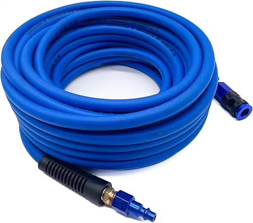 Miniatura 11 de Manguera de aire híbrida (PVC) de 1/4 pulg. x 25 pies, manguera de compresor de aire 300 PSI de alta resistencia, resistente a los dobleces
