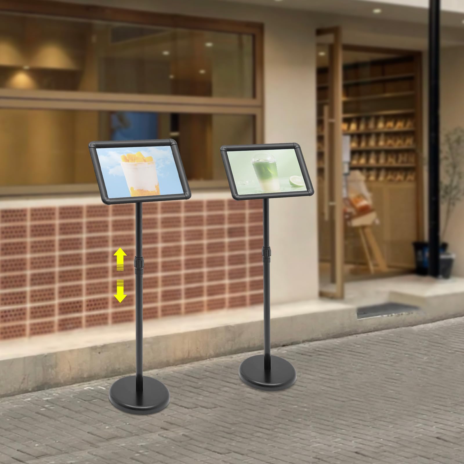 Soporte para carteles con base, 2 unidades de expositores para empresas y oficinas, soporte para carteles de pie, soporte de póster de altura, soporte de información ajustable, se puede