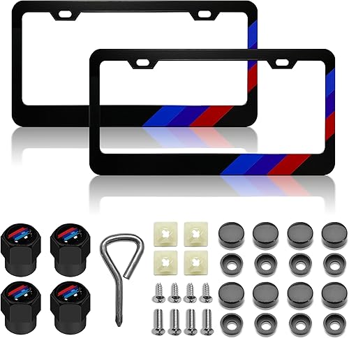 Placa de matrícula para logotipo, soporte de placa de matrícula BMW de acero negro de alta calidad, compatible con todos los vehículos, accesorios