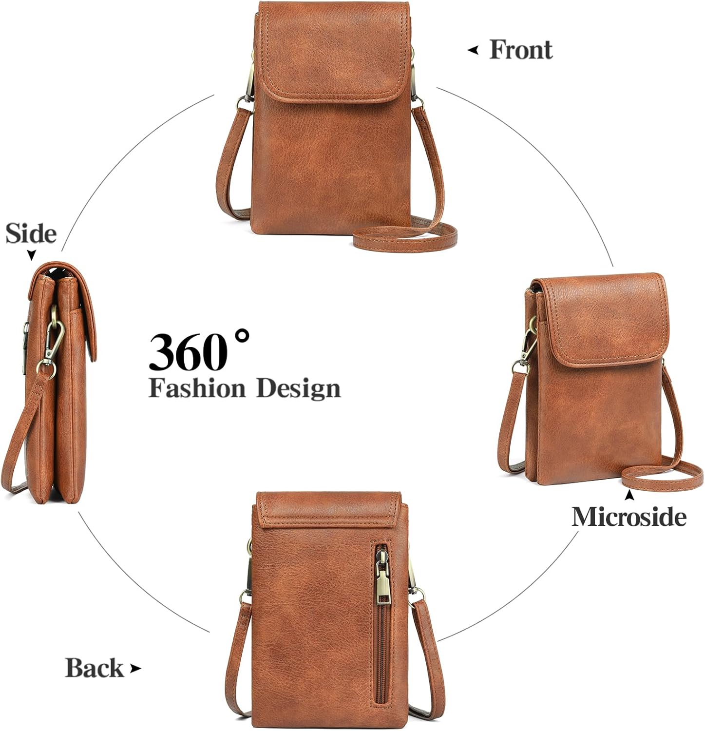 GAEKEAO Small Crossbody Bags for Women Leather Cell Phone Purse Bag Wallet with RFID Blocking Credit Card Slots - Image 3