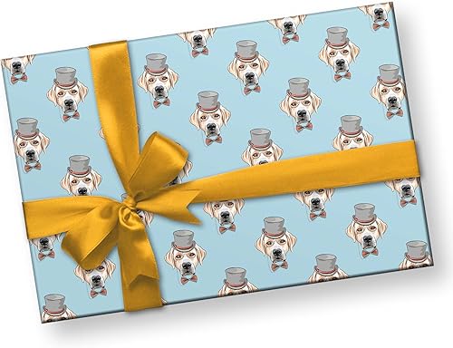 Miniatura 3 de Divertido papel de regalo amarillo de laboratorio Labrador Retriever de primera calidad, envoltura de regalo de Navidad, cumpleaños, decoración de