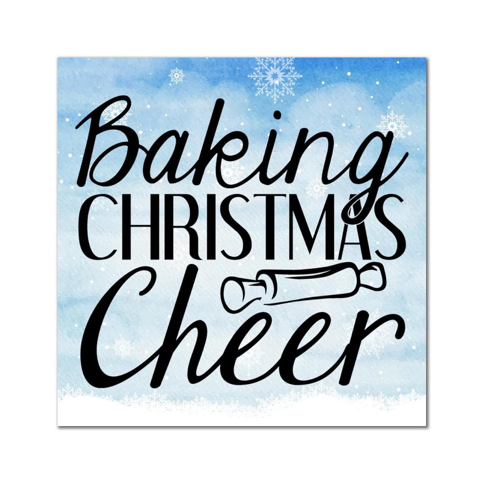 Plaque Baking Christmas Cheer en bois véritable finition soignée 30cm
