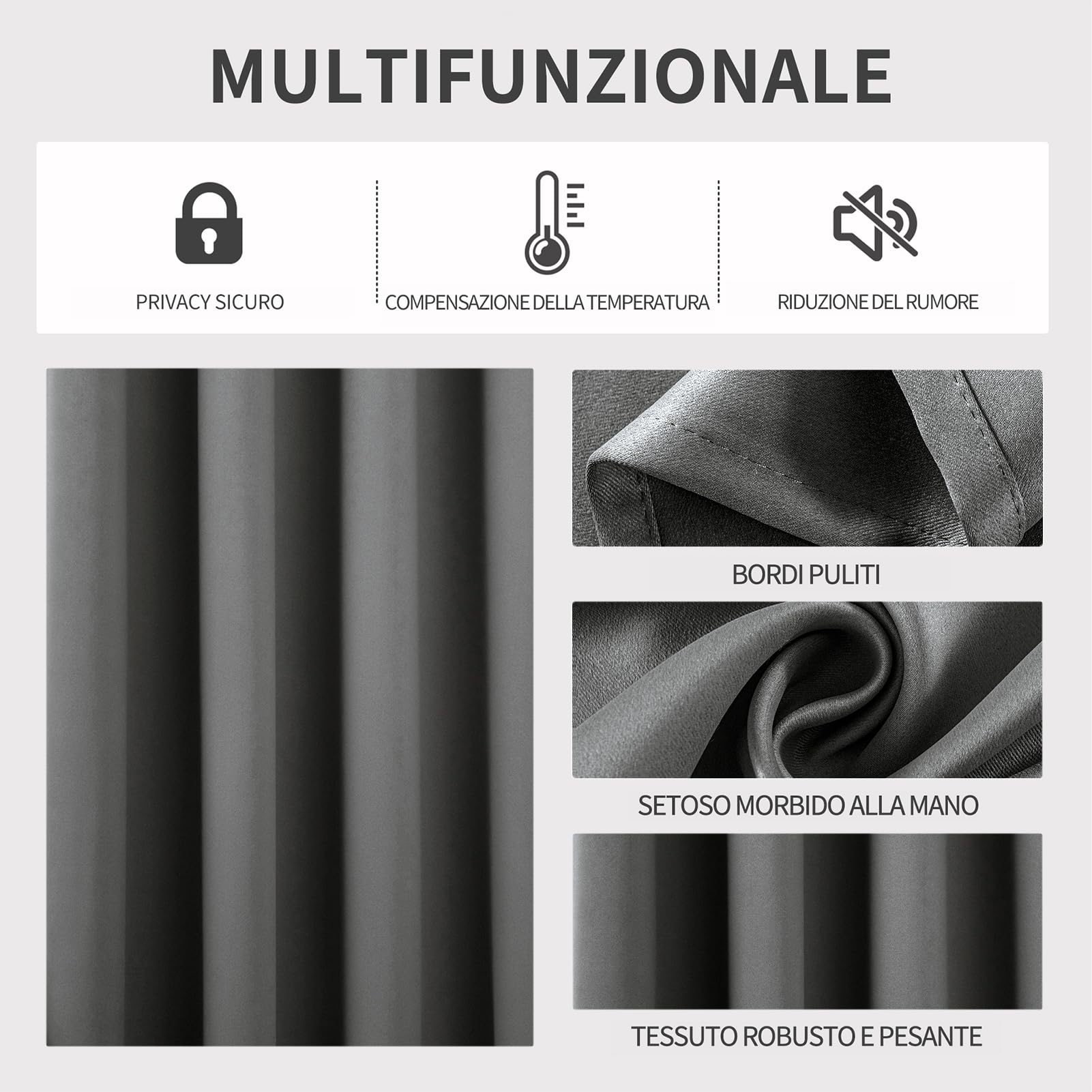 Joydeco Tende Oscuranti per Interni 2 Pezzi, Tende Termiche con Occhielli per Soggiorno Moderne, Cameretta Bambini, Camera da Letto Blackout Curtains(2xL135xA240,Grigio Chiaro)