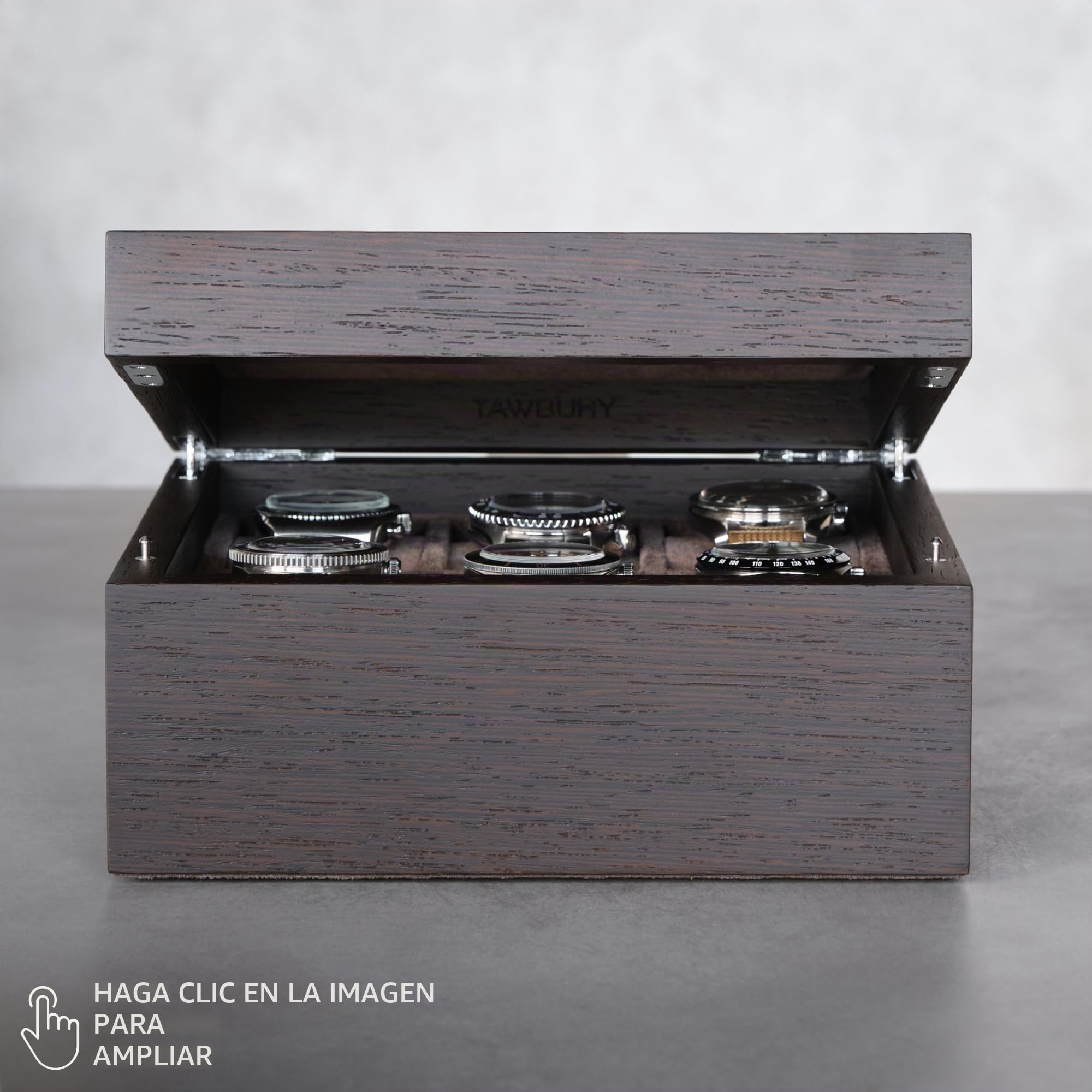 TAWBURY Caja organizadora de relojes de madera para hombre, cajas de reloj de madera para hombres, cajas de reloj para hombres, organizador de caja de reloj de 6 ranuras, caja de reloj para hombre