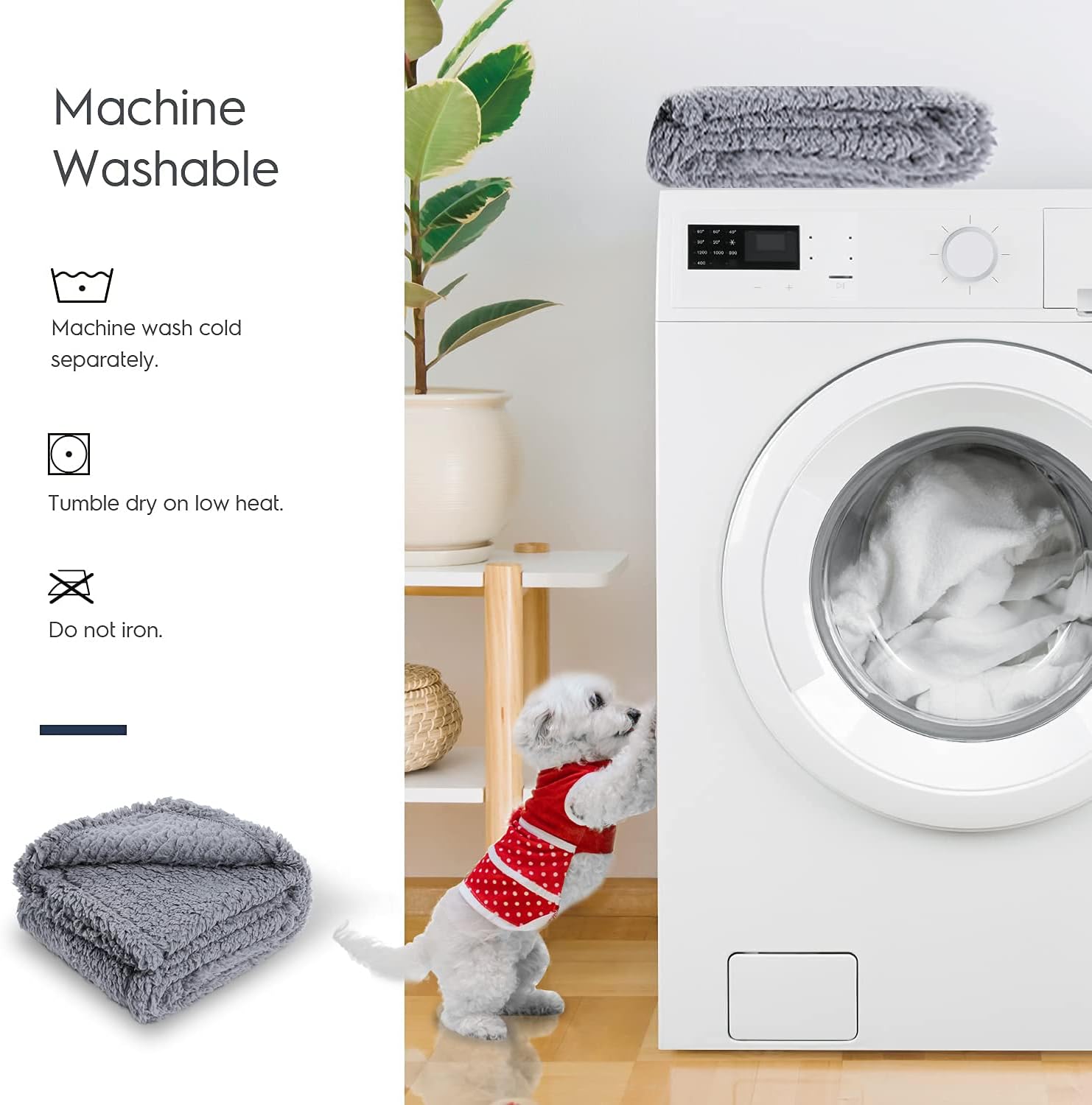 Cozy Fleece Dog Blanket Small Fuzzy Soft Washable Puppy Blankets Chew Proof Sherpa Couch Pet Cat Throw Anxiety Weighted Bed Pad Cover Gray: Kitchen & Dining