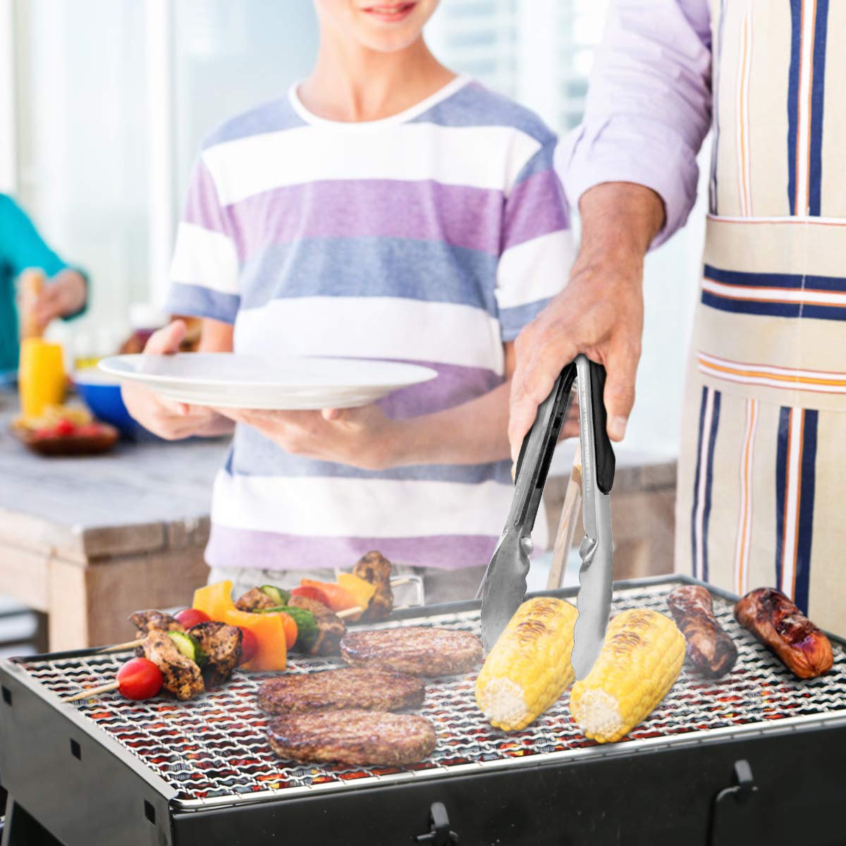 WOSTOO - Mini Barbecue Portatile, a Carbone, Pieghevole, Colore: Nero, Ideale per Picnic, Party, Feste all’Aperto