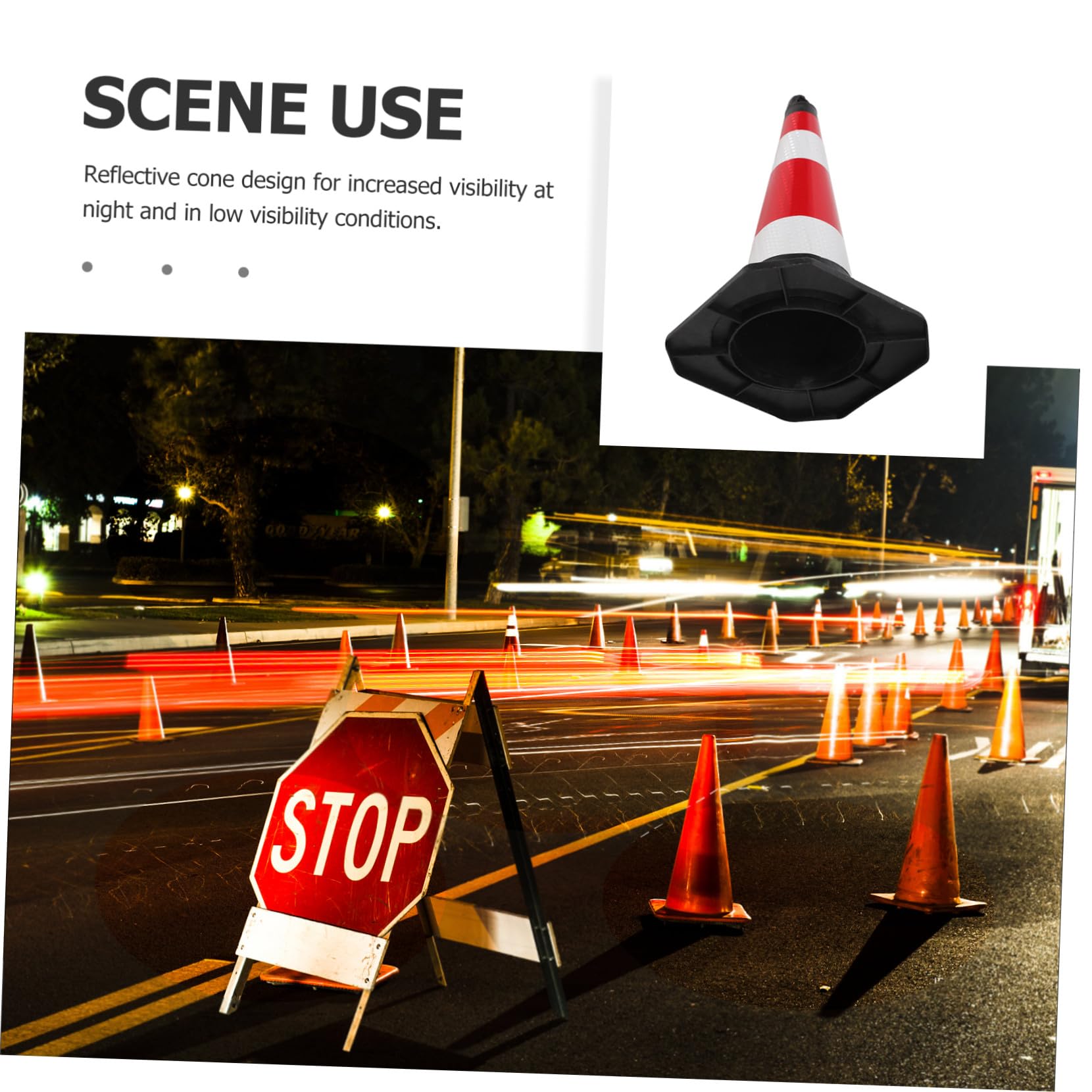 Zerodeko Cône de Sécurité en Plastique 45 Cm Résistant aux Intempéries pour Chantier et Parking, Facile à Utiliser Surface Réfléchissante pour Signalisation Extérieure